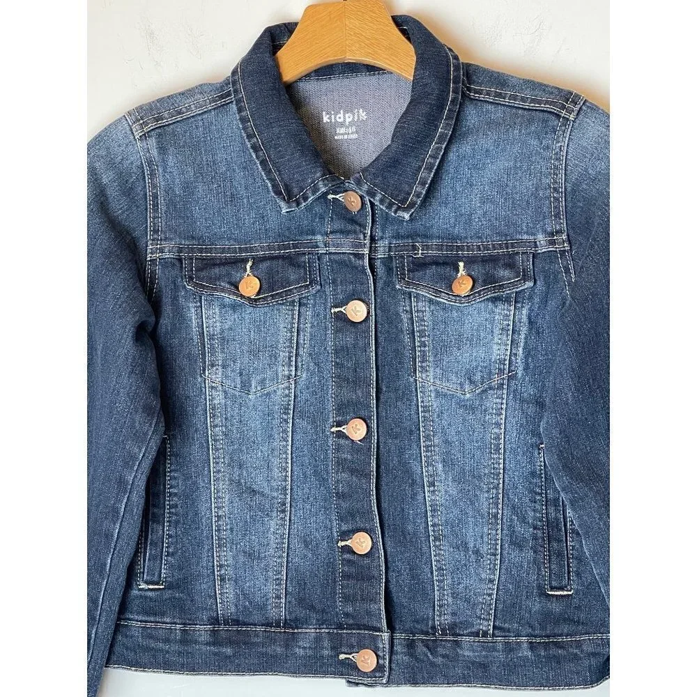 Kidpik Blue Denim Cotton Blend Unlined Button‎ Down Jean Jacket Size XXL